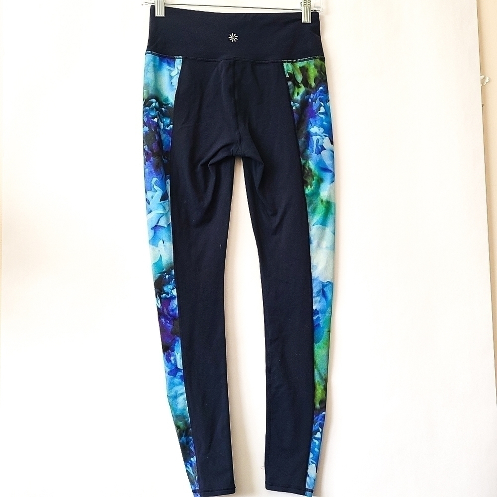 Athleta high rise bloom chaturanga full length legging Size S dark blue floral - Picture 3 of 6